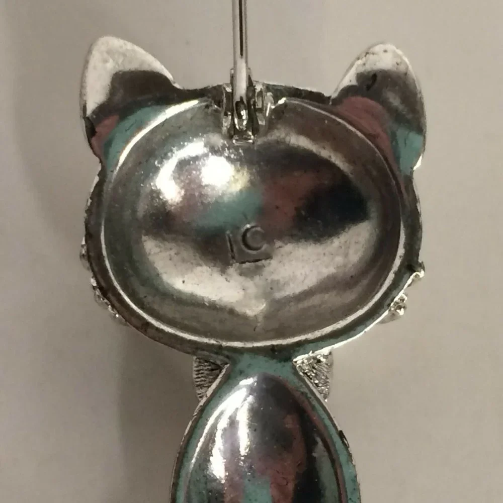 Liz Claiborne Mouse Pin Rhinestone Brooch Blue Eye Costume Jewelry Heart Nose - Picture 5 of 8